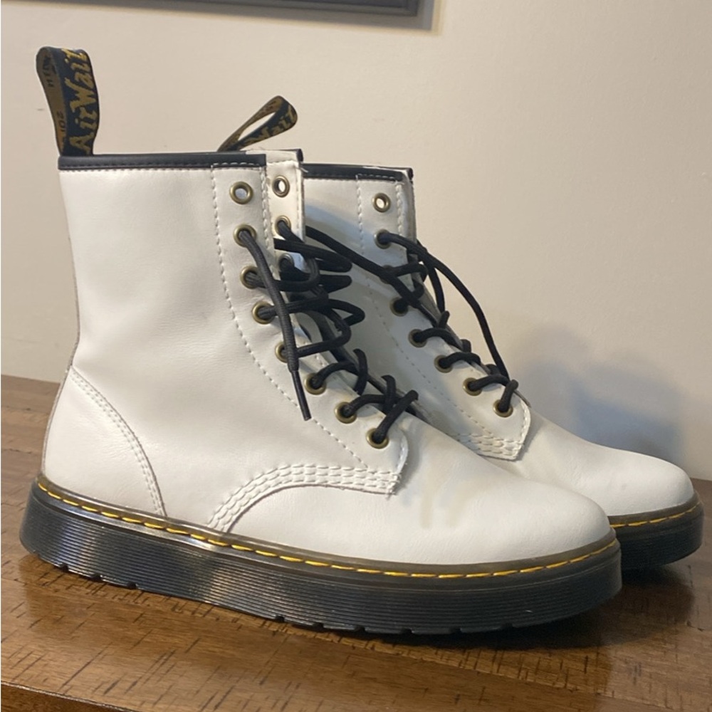 Dr. Martens white Zavala combat boots